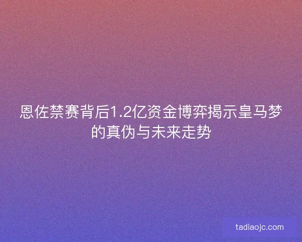 恩佐禁赛背后1.2亿资金博弈揭示皇马梦的真伪与未来走势